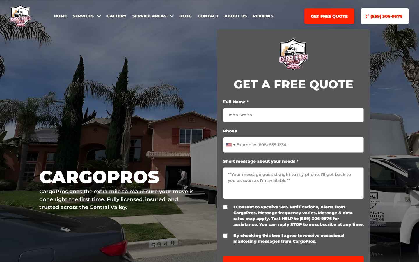 CargoPros live homepage