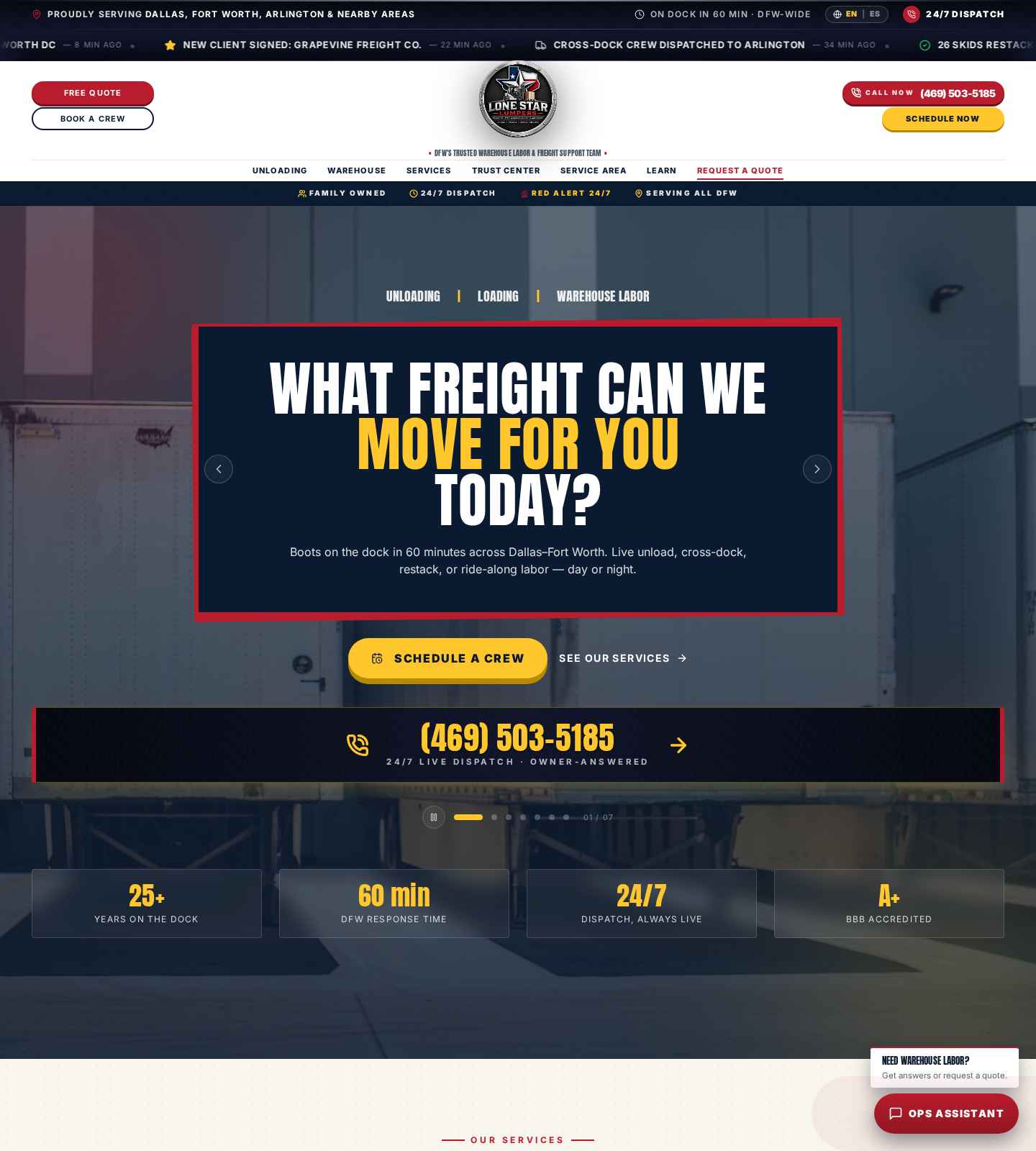 Lone Star Lumpers live homepage