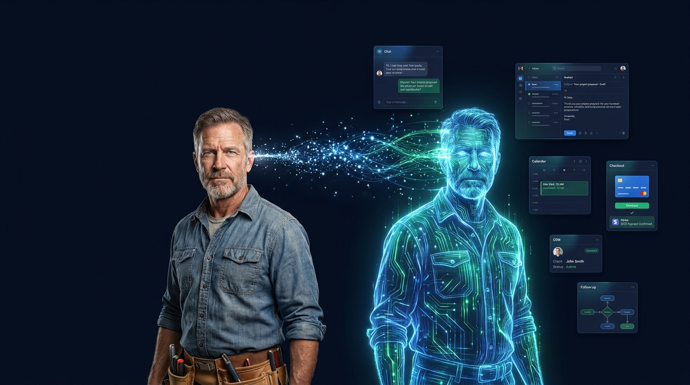 Business owner and their glowing AI twin — General contractor